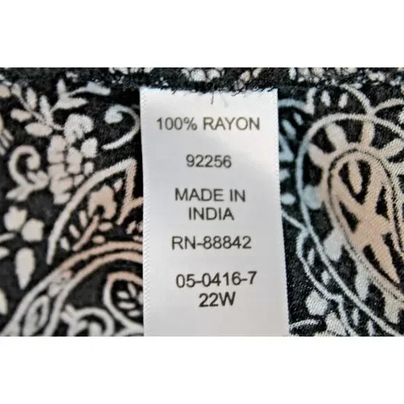 Woman Within Dress Midi Womens size 22W Black Paisley Pleated Pockets - Picture 6 of 7